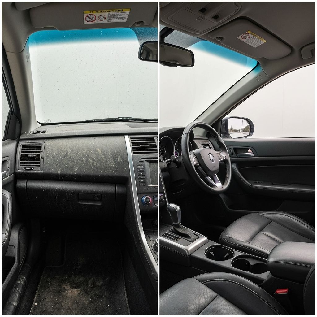Before and after car detailing showing dramatic transformation for pre-sale preparation